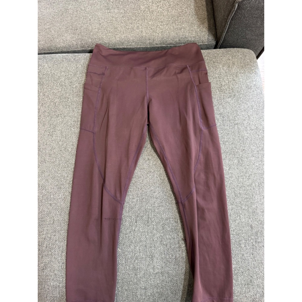 Zyia Active Womens Plum Purple High‎ Waisted Pocket Leggings Large Athleisure